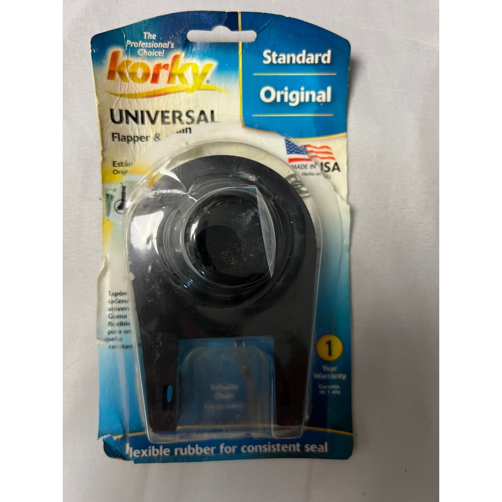 Korky 54BP Universal Toilet Flapper and Chain Black Rubber 2 Inch Flush Valve